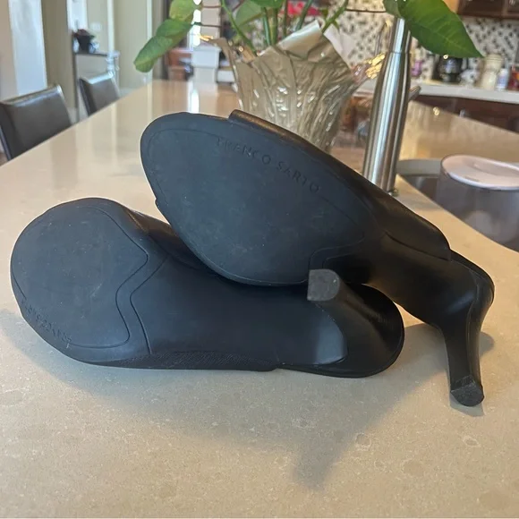 ❌SOLD❌Franco Sarto Black Peep Toe Mules, Sz 8 - Picture 7 of 9